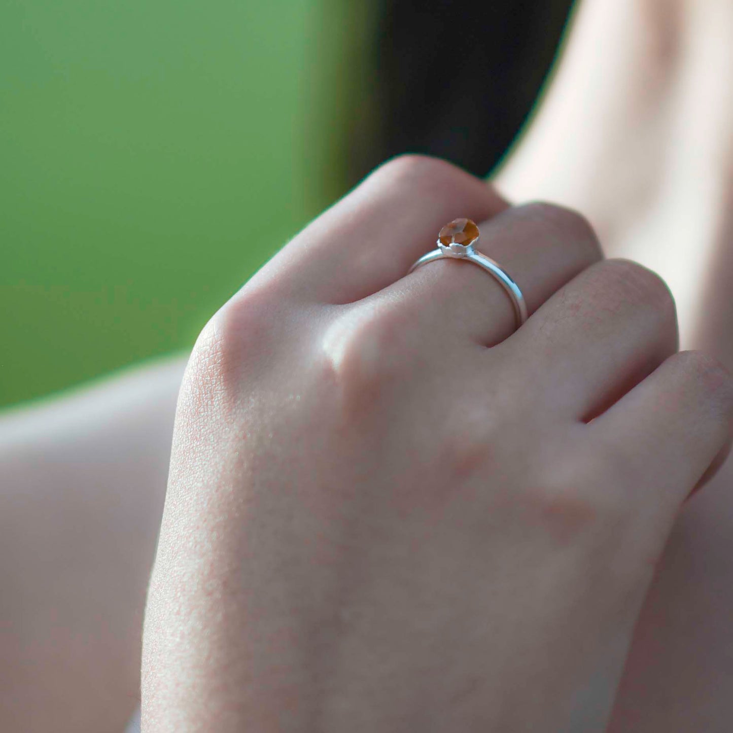 Silver ring with Rough Citrine