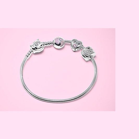 Kids silver bracelet with charms