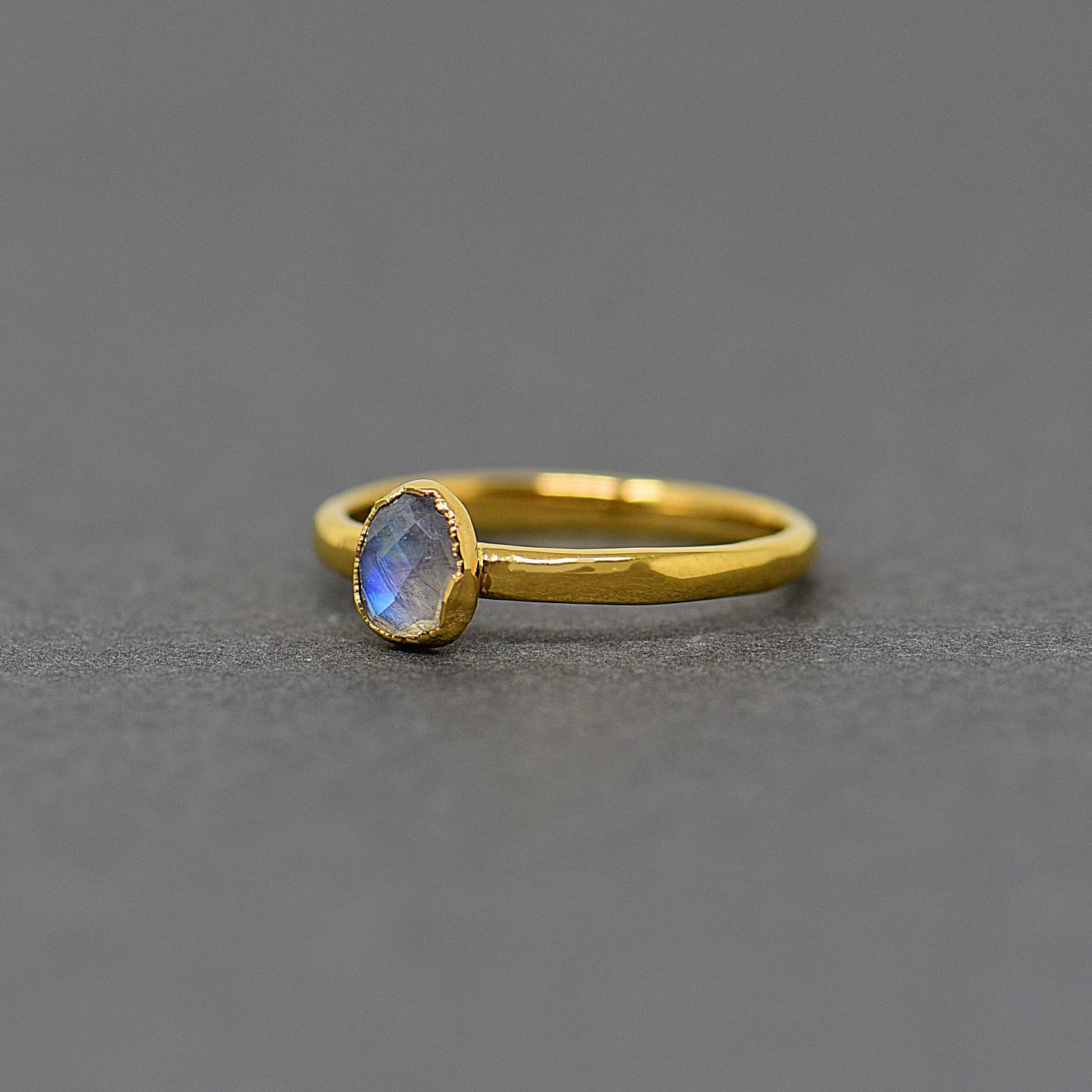 Gold plated Silver ring with Rough Moonstone