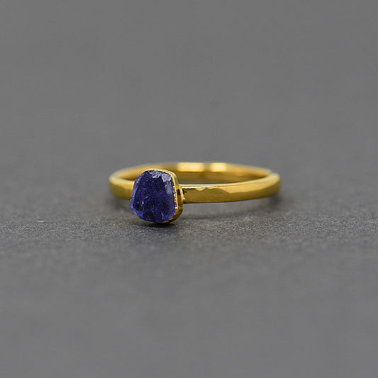 Gold plated Silver ring with Rough Tanzanite