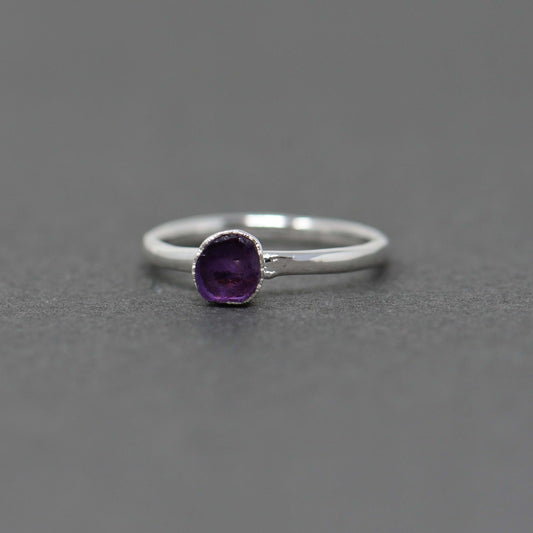 Silver ring with Rough Amethyst