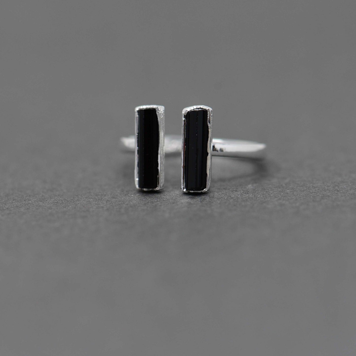 Silver ring with Rough Black Tourmaline