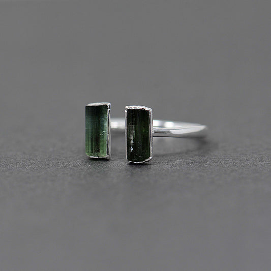Silver ring with Rough Tourmaline